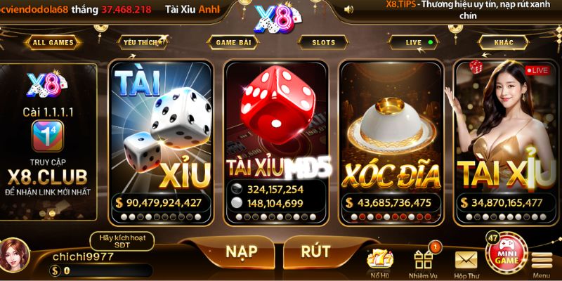 X8 sở hữu hàng loạt trò chơi hấp dẫn, kịch tính 